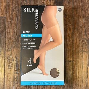 Impressions Coffee Bean Sheer All Day High Waisted Pantyhose Size XXXL 20 Denier